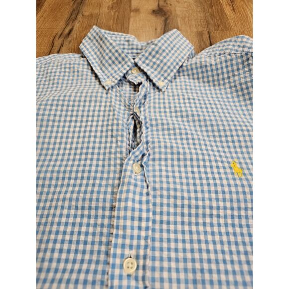 Ralph Lauren Gingham Seersucker Short Sleeve Shirt Men's Size M Classic Fit - Picture 6 of 8